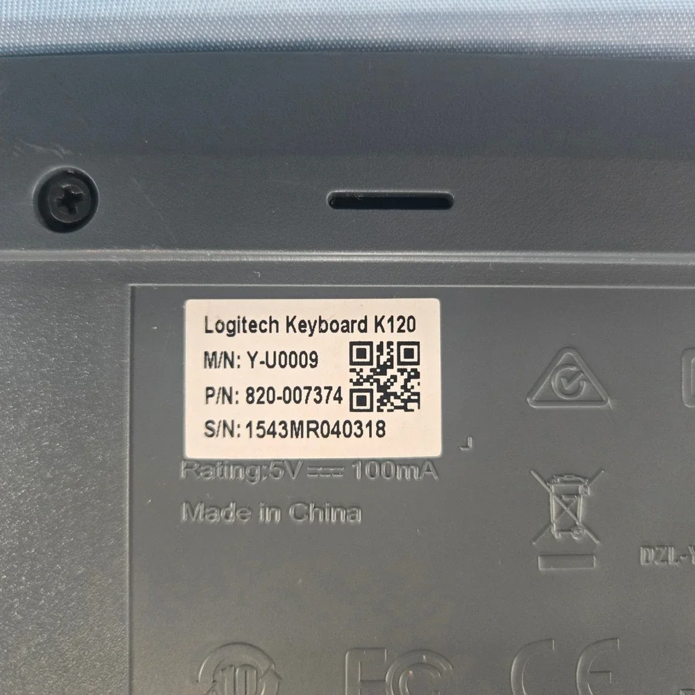 Logitech K120 Wired Keyboard USB Full Size Black Y-U0009 820-007374